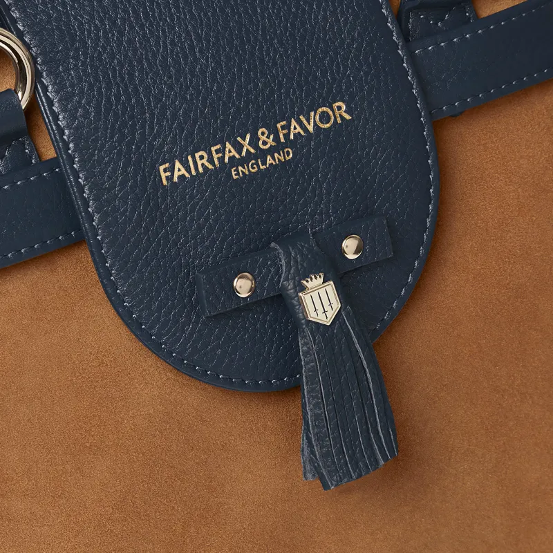 Fairfax and Favor Windsor Tote Tan Navy Suede-6