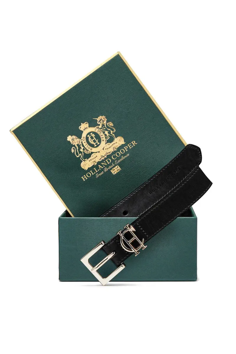 Holland Cooper Slim Logo Belt Black-2