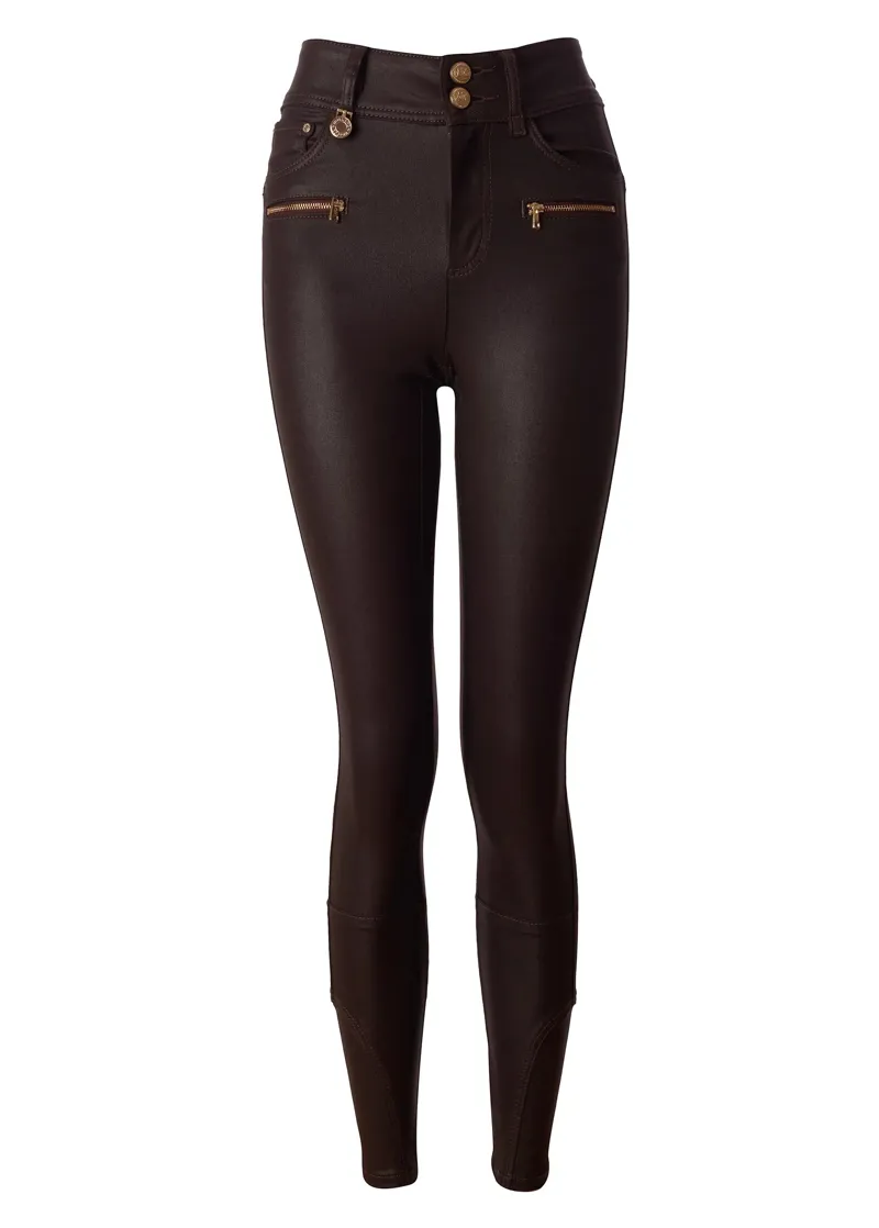 Holland Cooper Coated Jodhpur Jeans Chocolate-1