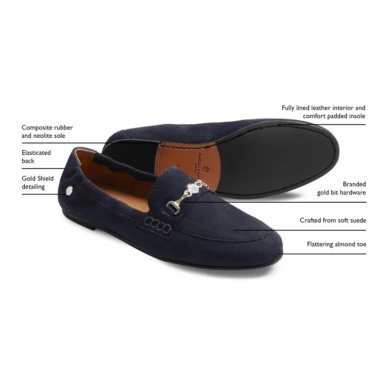 Fairfax and Favor Newmarket Loafers Navy Suede-4