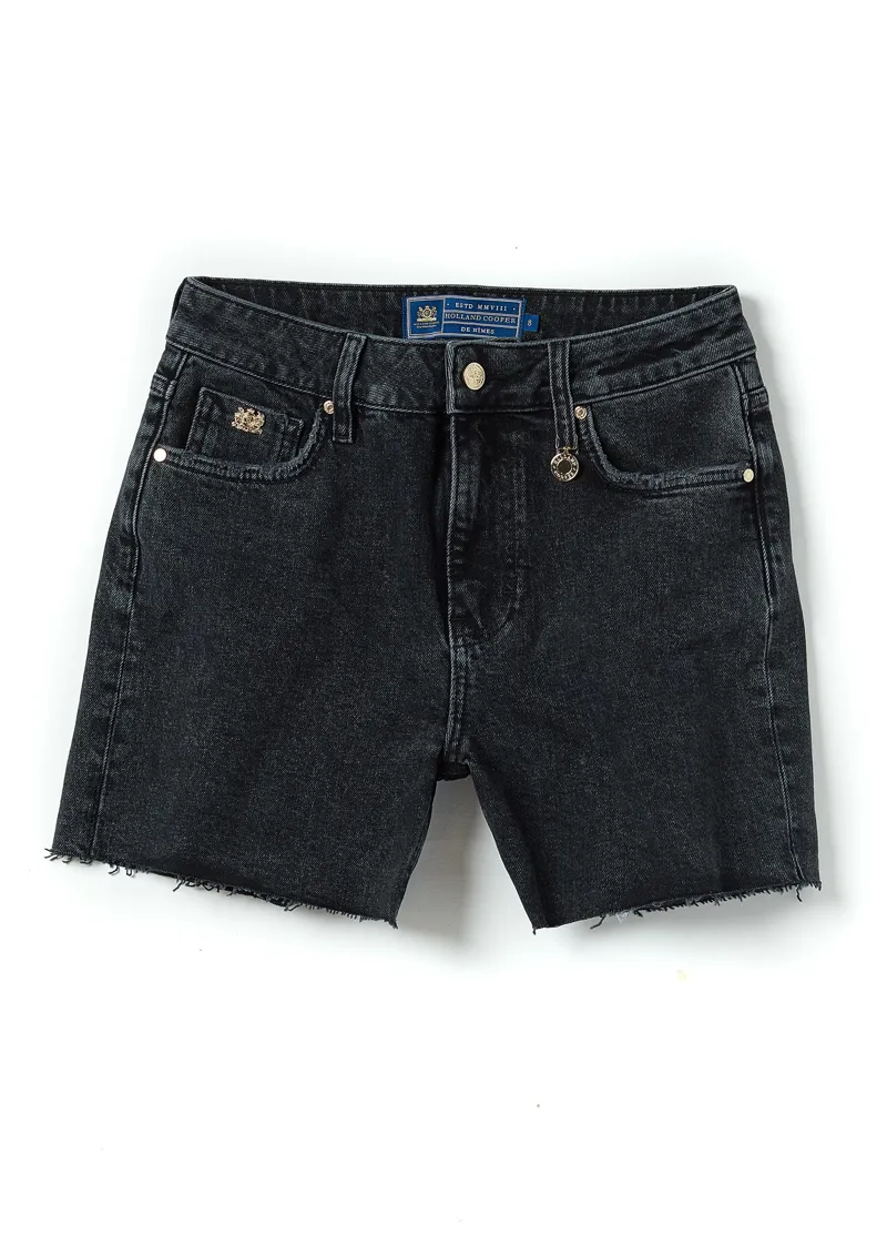 Holland Cooper High Rise Denim Shorts Washed Black-4