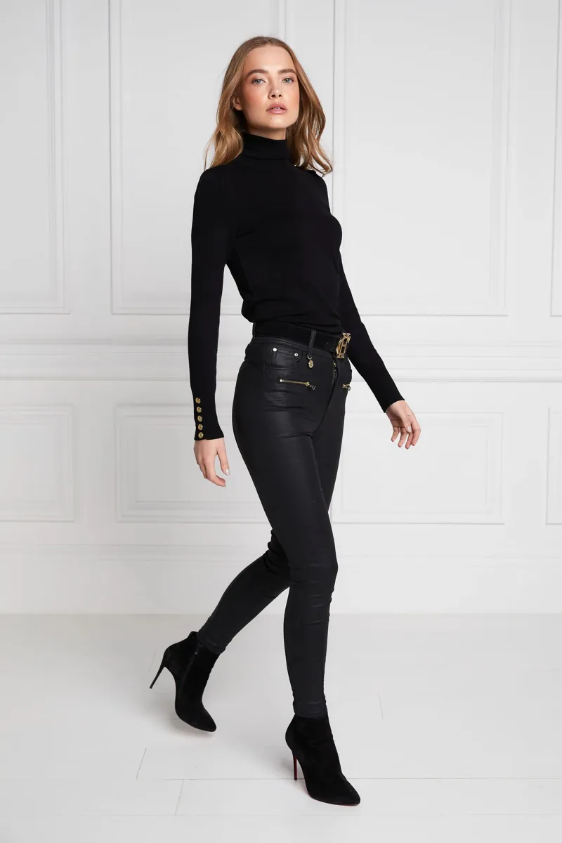 Holland Cooper Coated Jodhpur Jeans Black-3