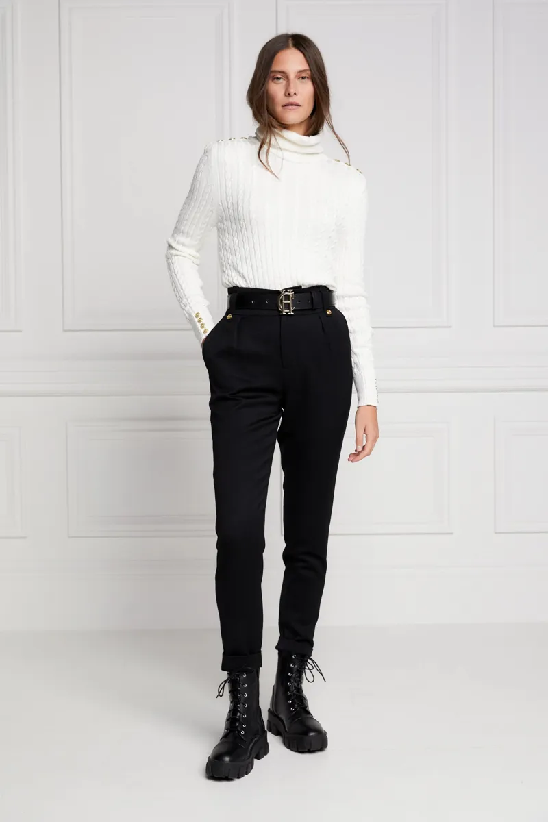 Holland Cooper Seattle Roll Neck Cable Knit Winter White-1