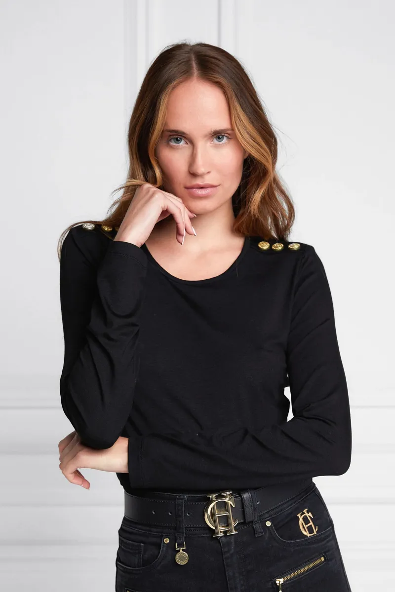 Holland Cooper Long Sleeve Crew Neck Tee Black-2