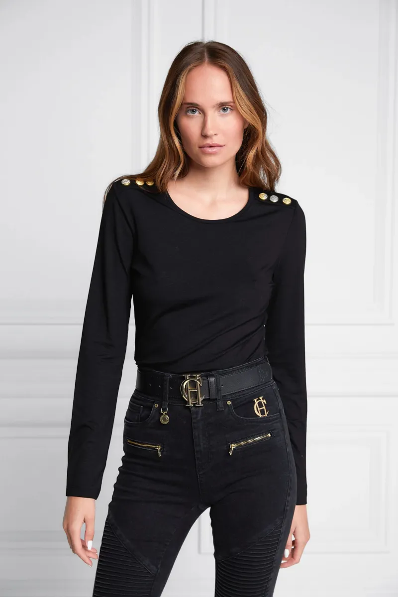 Holland Cooper Long Sleeve Crew Neck Tee Black-3