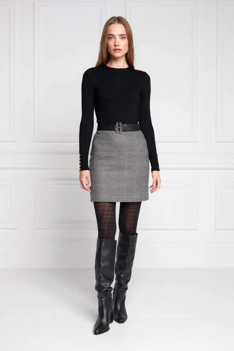 Holland Cooper Buttoned Knit Crew Neck Black-2