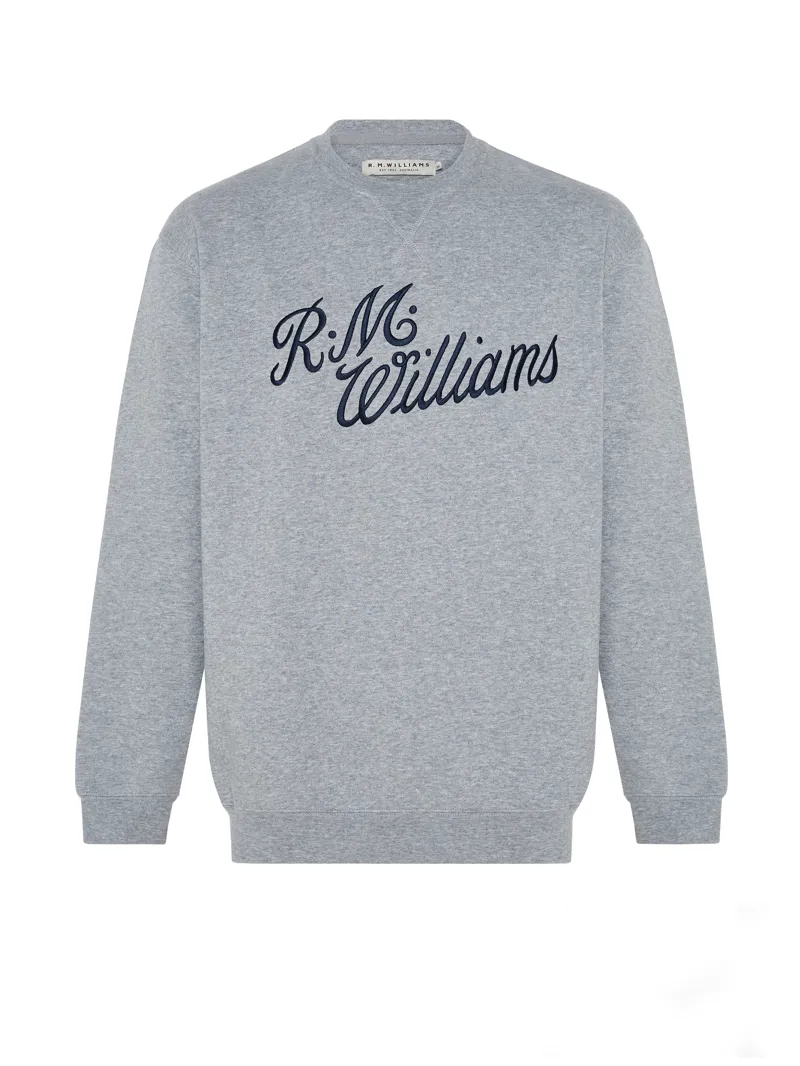 RM Williams R.M.W. Script Crew Neck Grey Navy-1