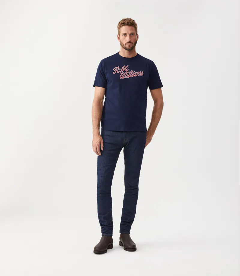 RM Williams R.M.W. Script T-Shirt Navy Red-2