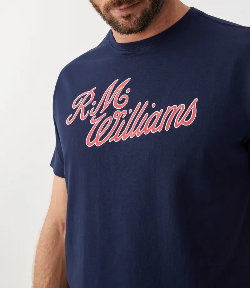 RM Williams R.M.W. Script T-Shirt Navy Red-3
