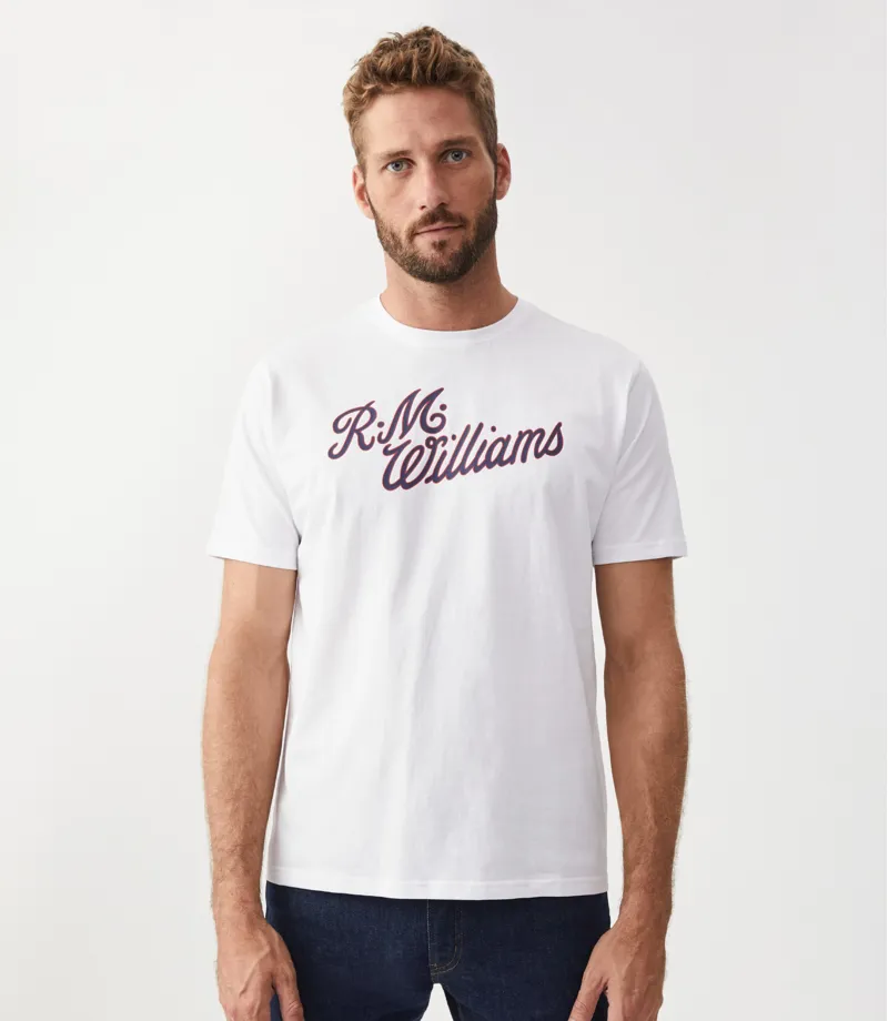 RM Williams R.M.W. Script T-Shirt White Red-1