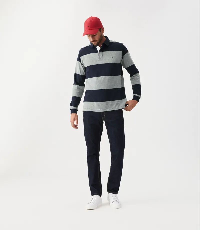 RM Williams Tweedale Rugby Shirt Navy/Grey-2