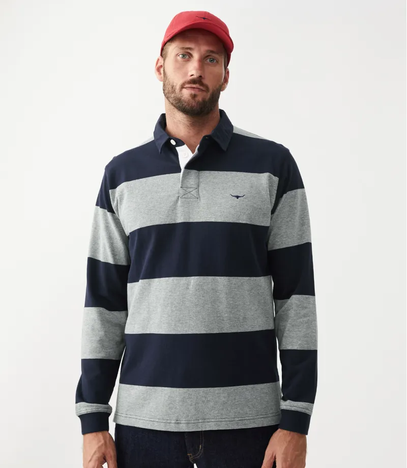 RM Williams Tweedale Rugby Shirt Navy/Grey-1