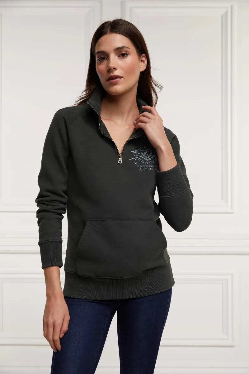 Holland Cooper Crest Zip Henley Racing Green-3
