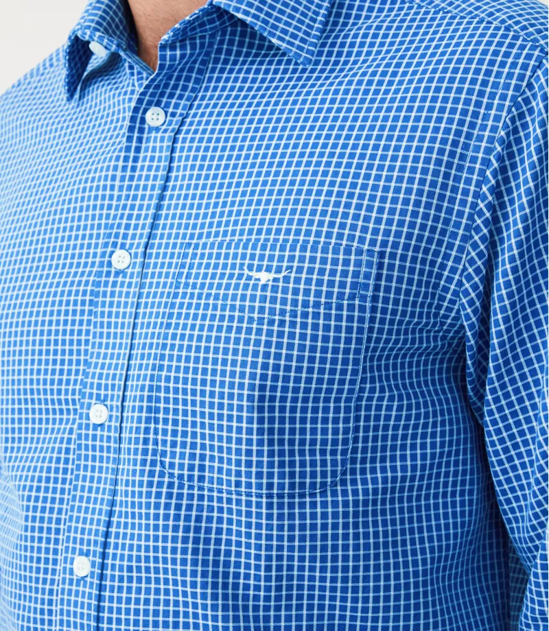 RM Williams Collins Shirt White Blue-3