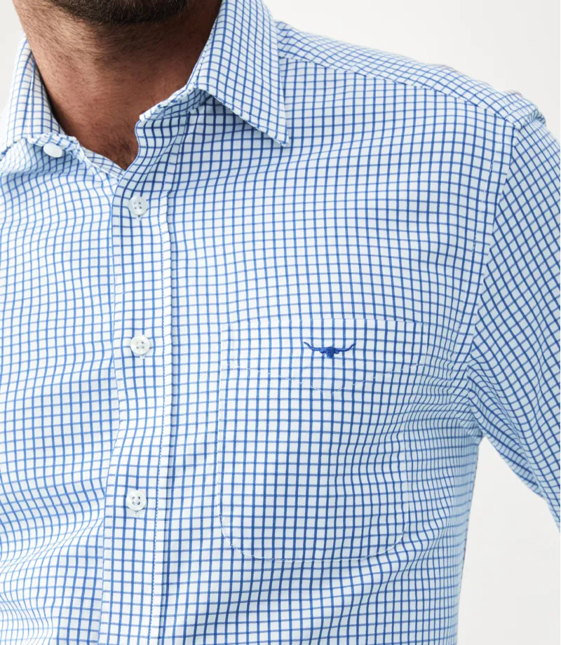 RM Williams Collins Shirt White Blue-1
