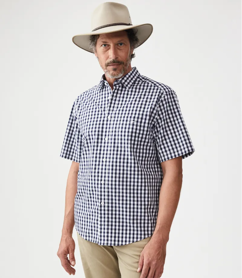 RM Williams Hervey Shirt Navy White-1