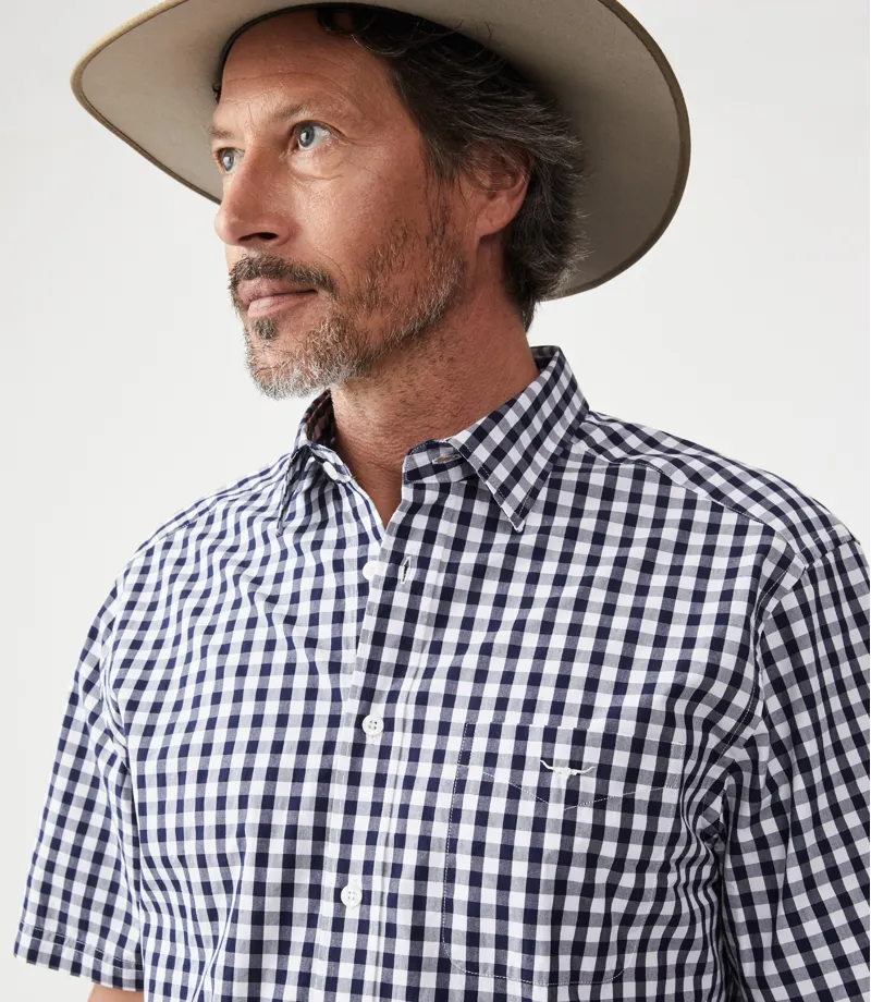 RM Williams Hervey Shirt Navy White-4