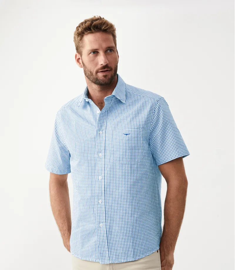 RM Williams Hervey Shirt White Blue-1