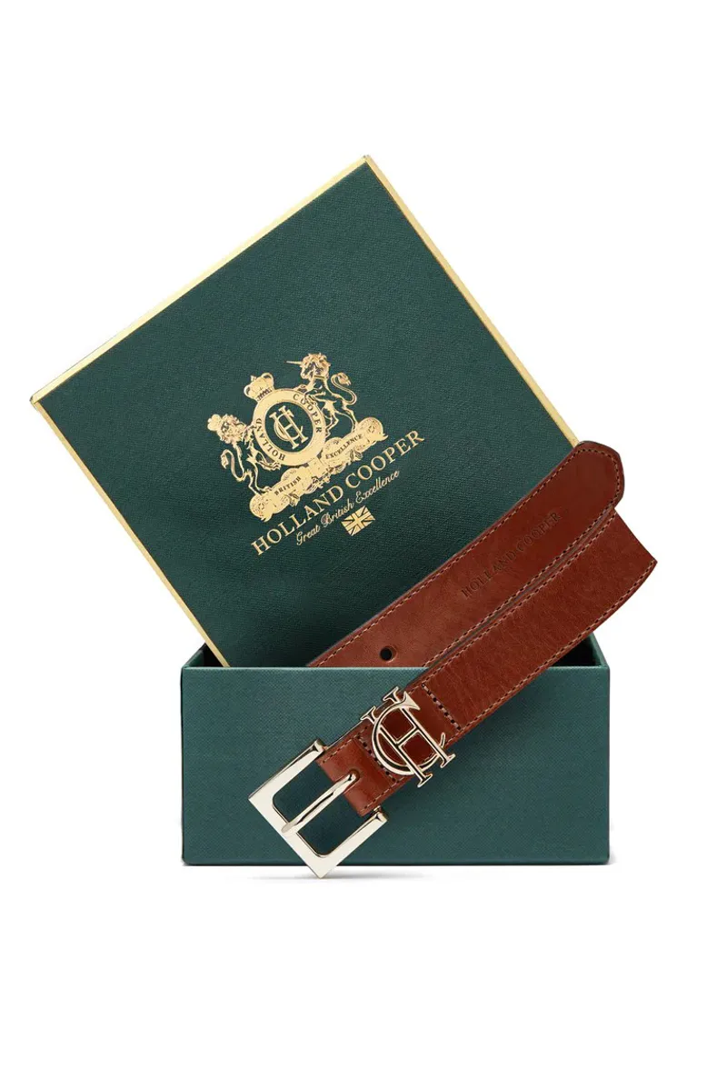 Holland Cooper Slim Logo Belt Tan-4