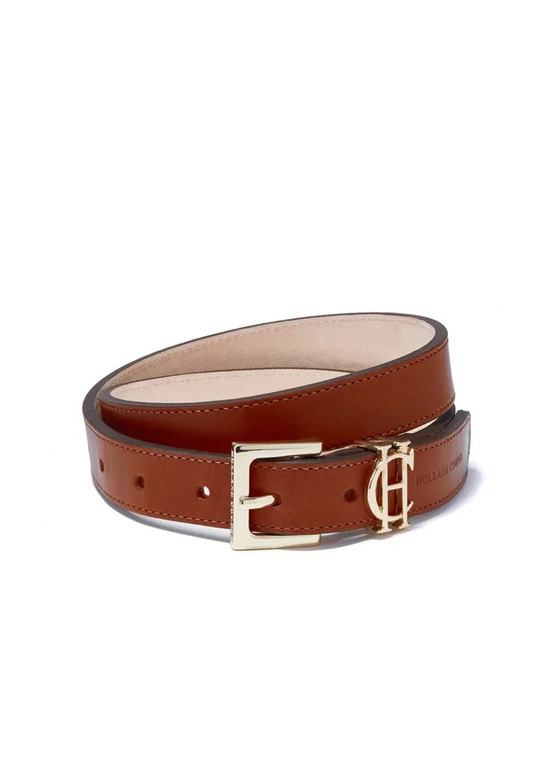 Holland Cooper Slim Logo Belt Tan-5