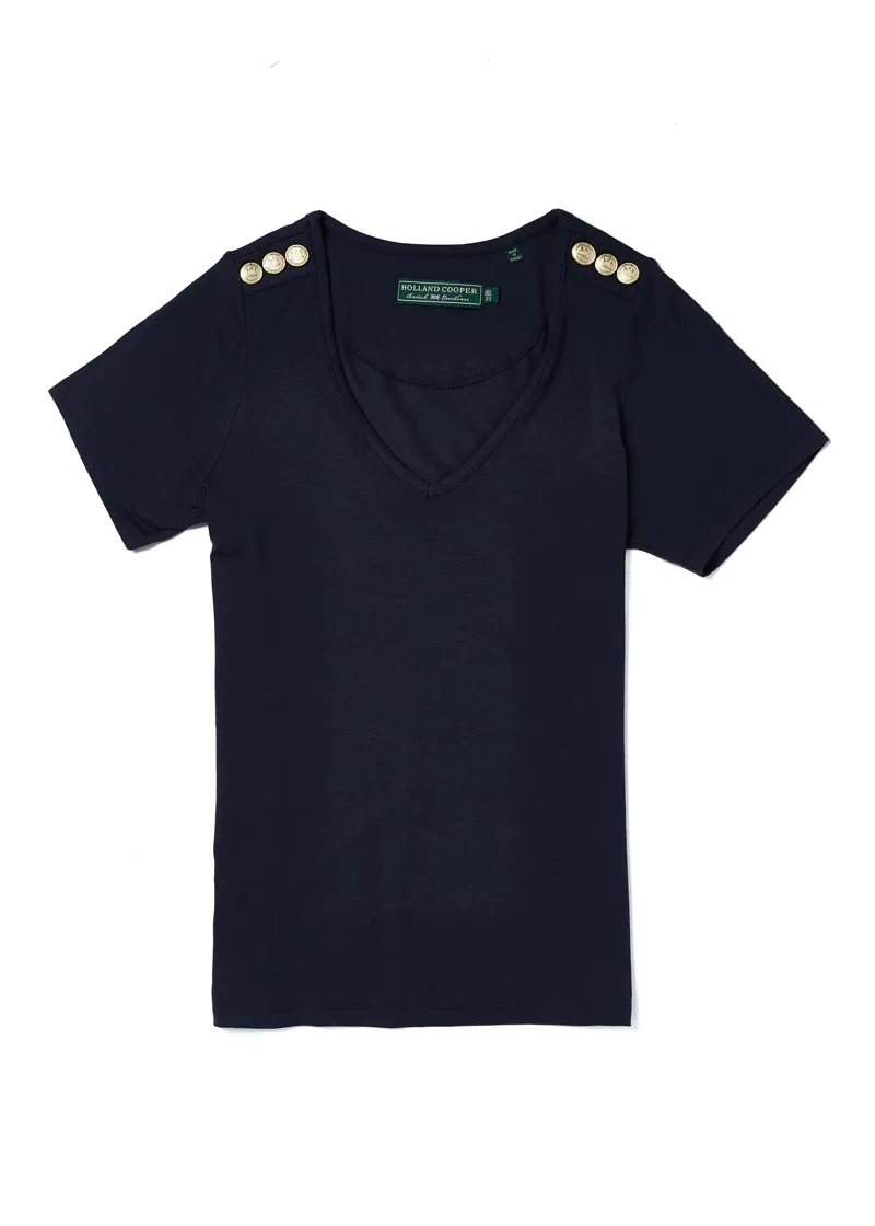 Holland Cooper Relax Fit V-Neck Tee Navy-5