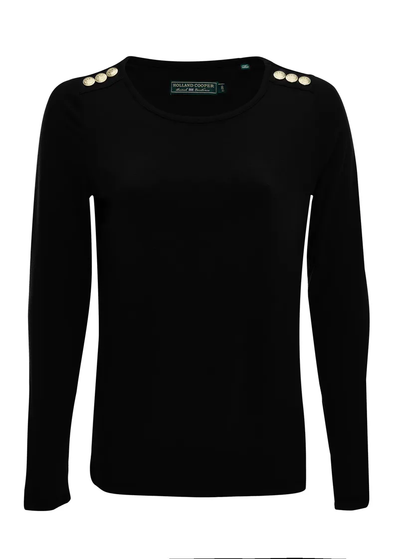 Holland Cooper Long Sleeve Crew Neck Tee Black-4