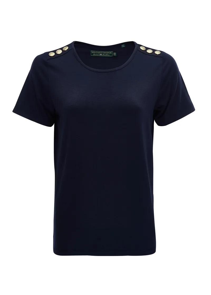 Holland Cooper Relax Fit Crew Neck Tee Ink Navy-4