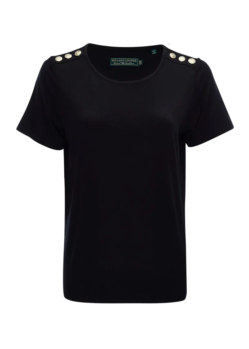 Holland Cooper Relax Fit Crew Neck Tee Black-4