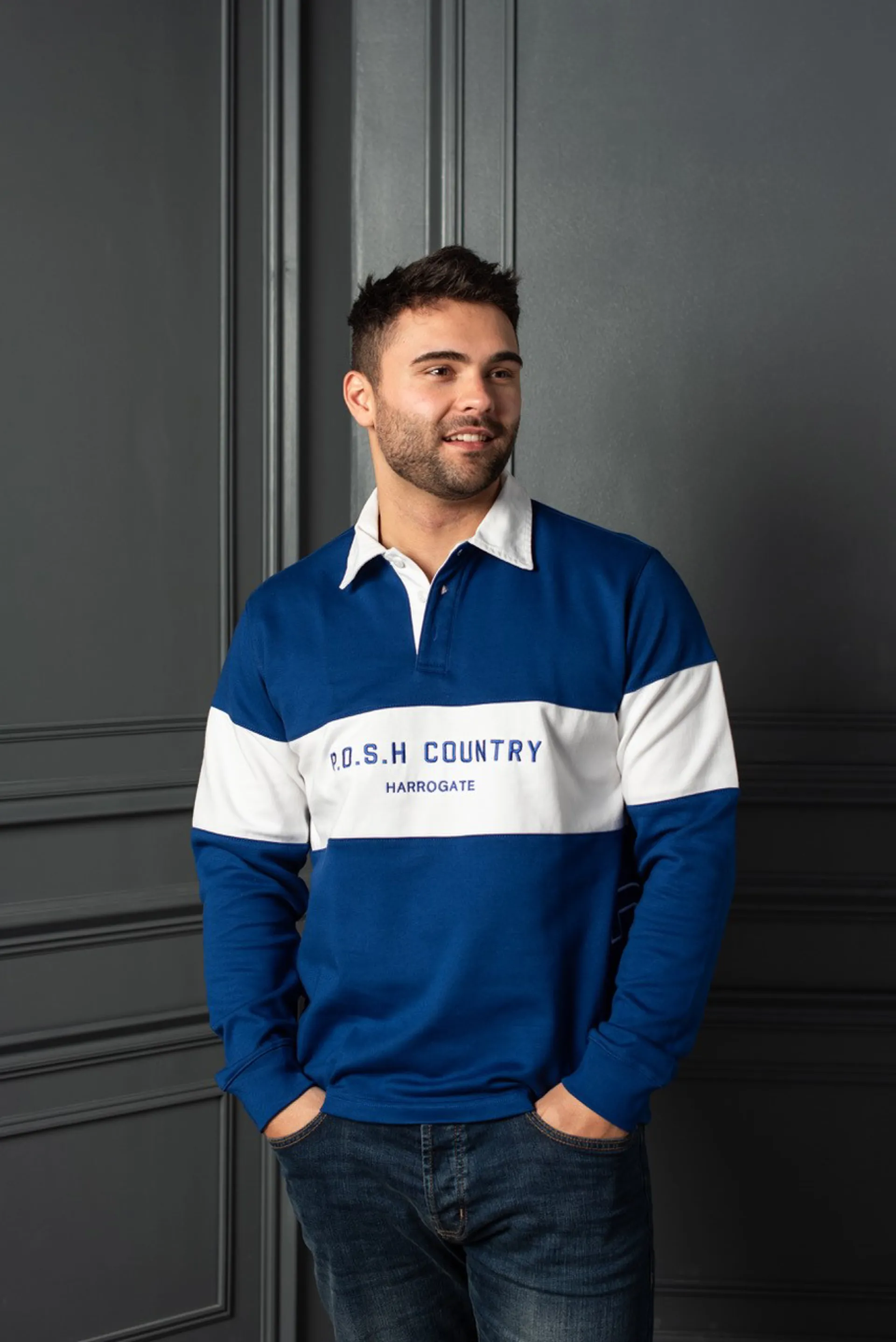POSH Country Alpha Rugby Shirt Blue White