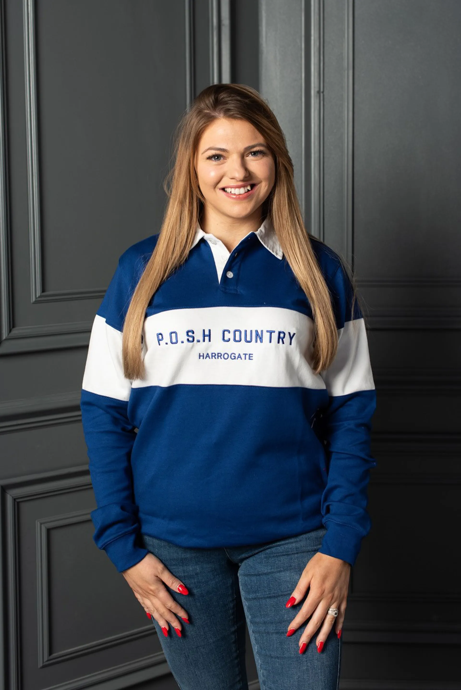 POSH Country Alpha Rugby Shirt Blue White