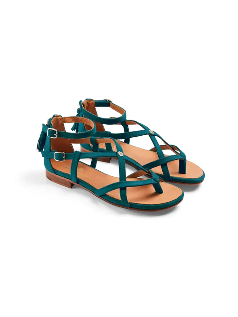 Fairfax and Favor Brancaster Sandal Ocean Suede-5