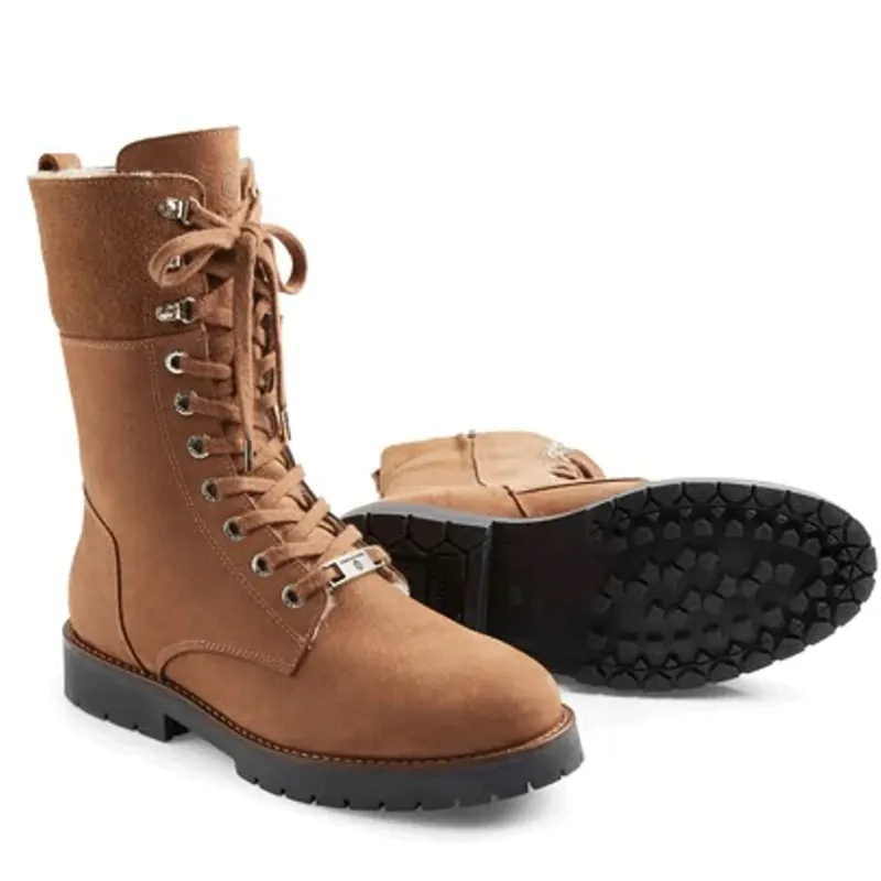 Fairfax and Favor Anglesey Boots Shearling Lined Cognac Nubuck