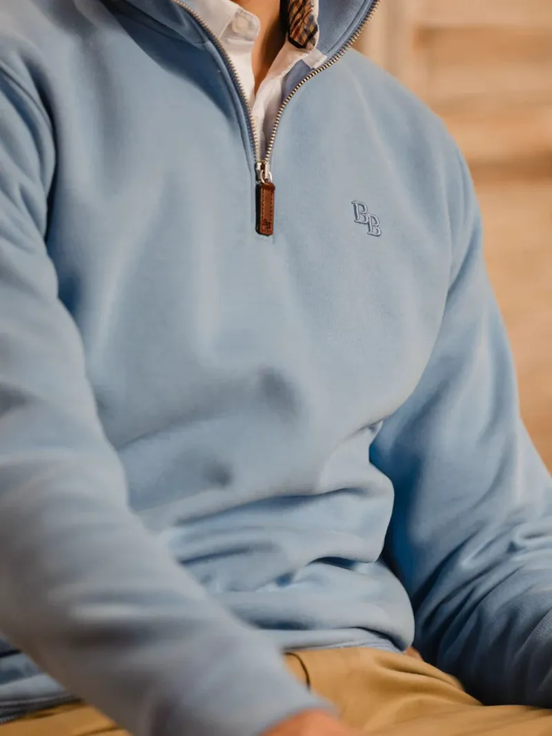 Beaumont and Bear Tuckenhay Unisex Quarter Zip Cornflower Blue-3