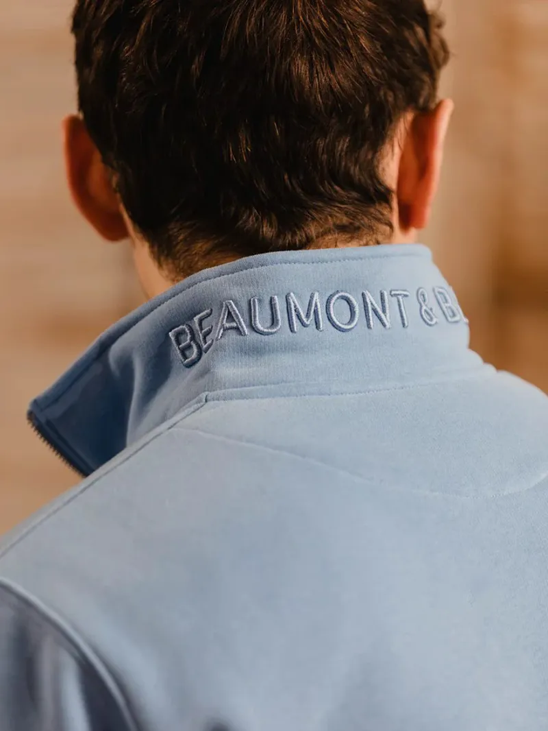 Beaumont and Bear Tuckenhay Unisex Quarter Zip Cornflower Blue-4