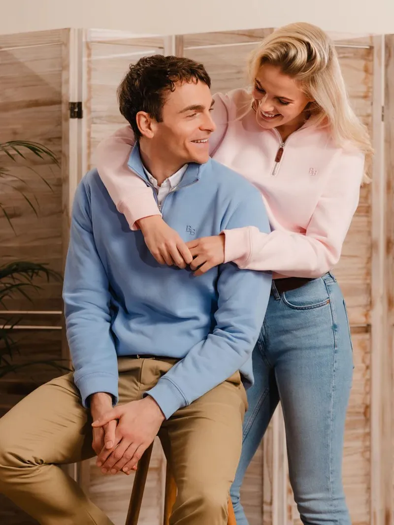 Beaumont and Bear Tuckenhay Unisex Quarter Zip Cornflower Blue-9