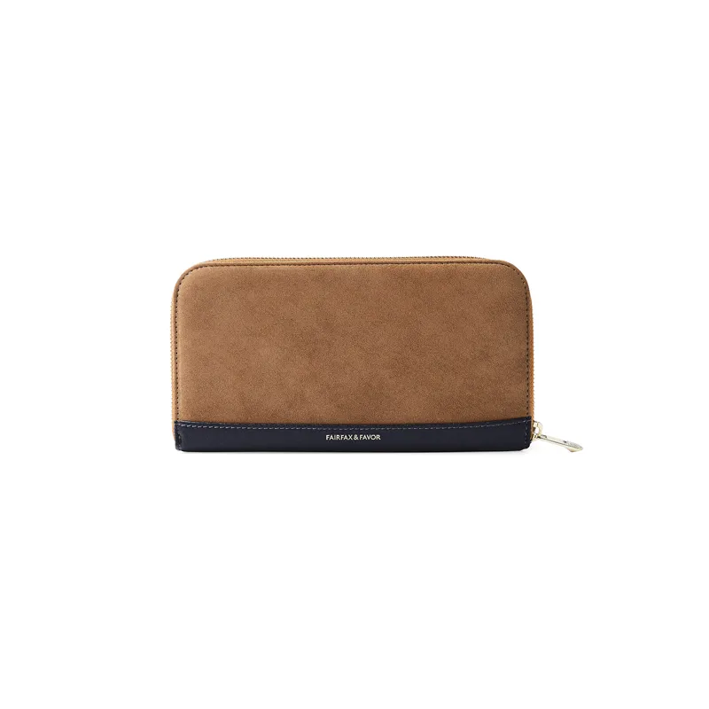 Fairfax and Favor Salisbury Purse Tan/Navy Suede-1