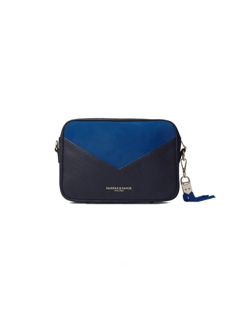 Fairfax and Favor Finsbury Cross Body Bag Porto Blue Navy Suede-3