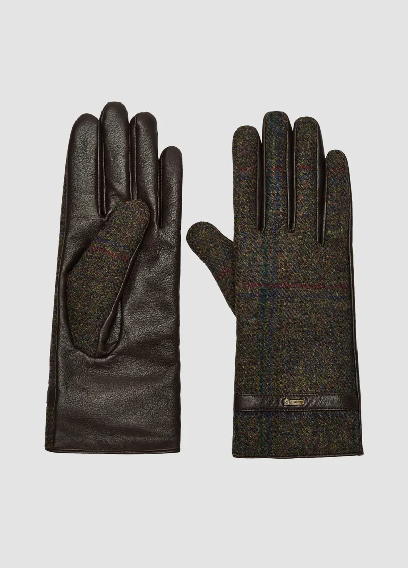 Dubarry Ballycastle Tweed Leather Gloves Hemlock