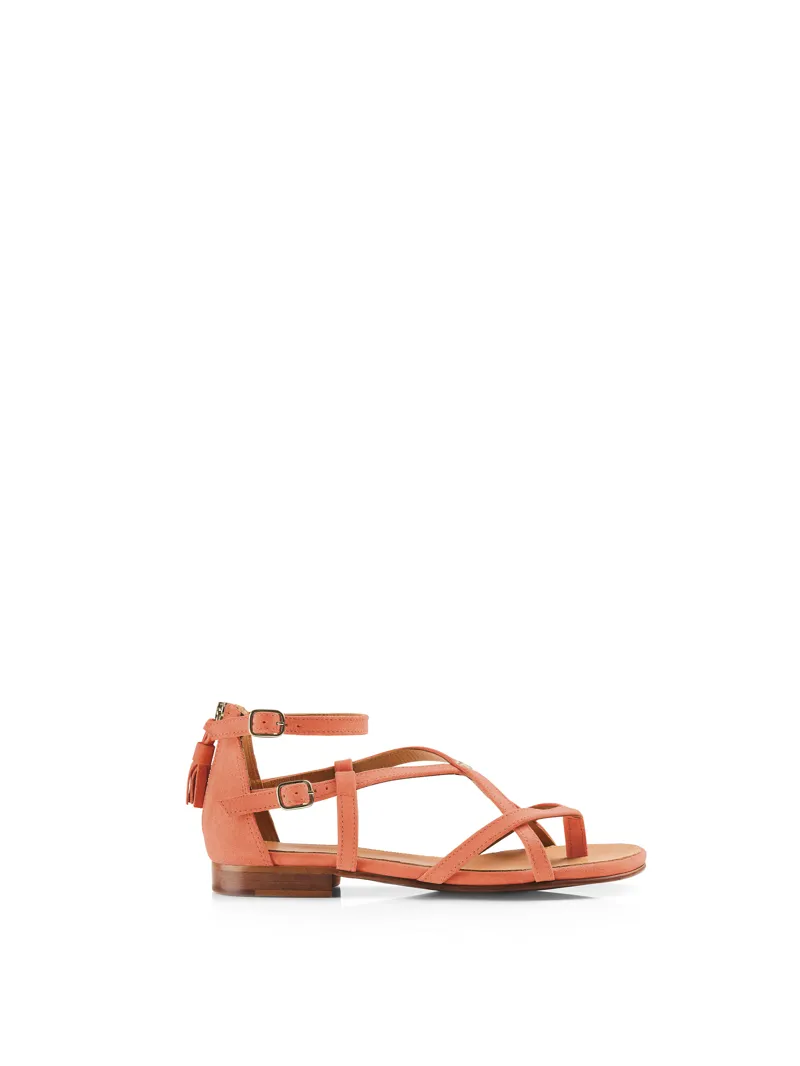 Fairfax and Favor Brancaster Sandal Melon Suede-4
