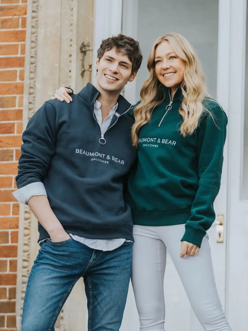 Beaumont and Bear Kingswear Unisex Quarter Zip Washed Navy-5