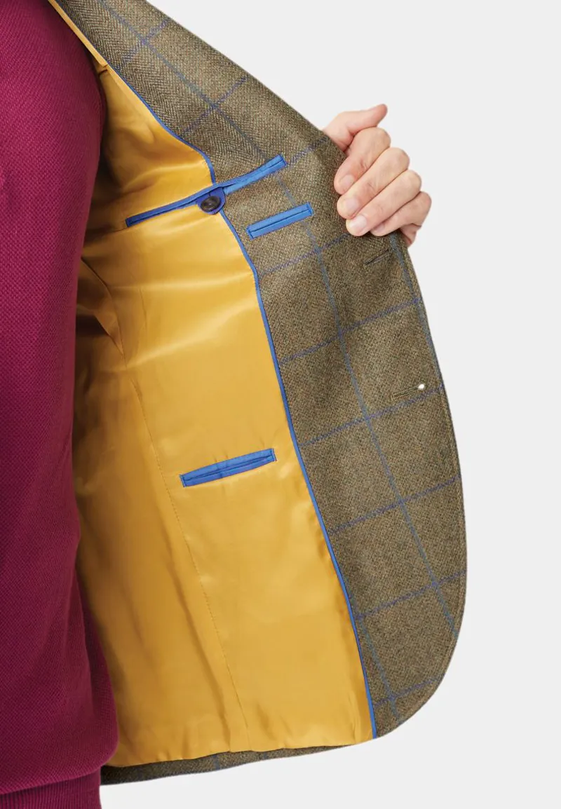 Brook Taverner Tailored Fit Breedon Fern Check Wool Jacket-9