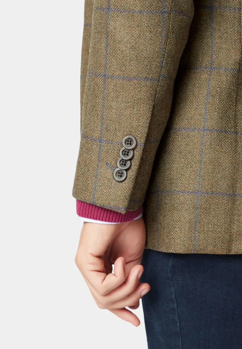 Brook Taverner Tailored Fit Breedon Fern Check Wool Jacket-8