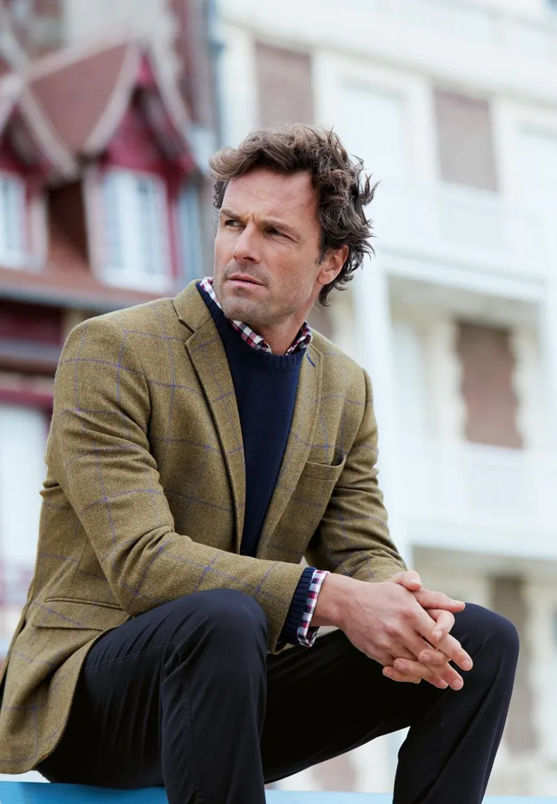 Brook Taverner Tailored Fit Breedon Fern Check Wool Jacket-6