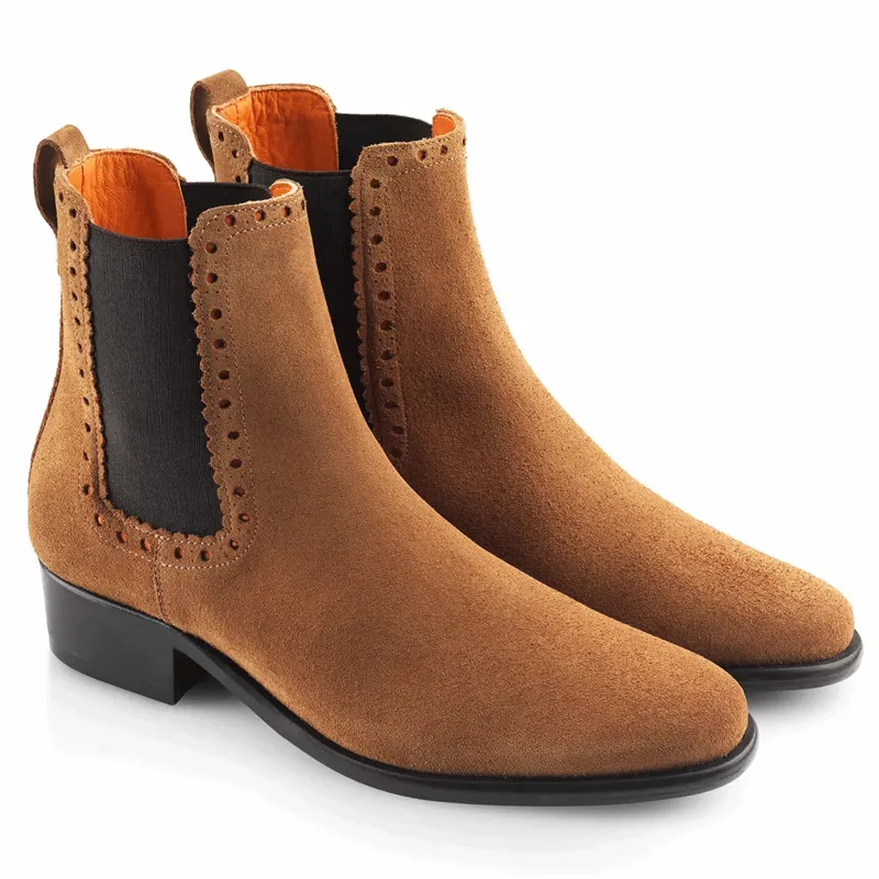 Fairfax and Favor Brogued Chelsea Boots Tan