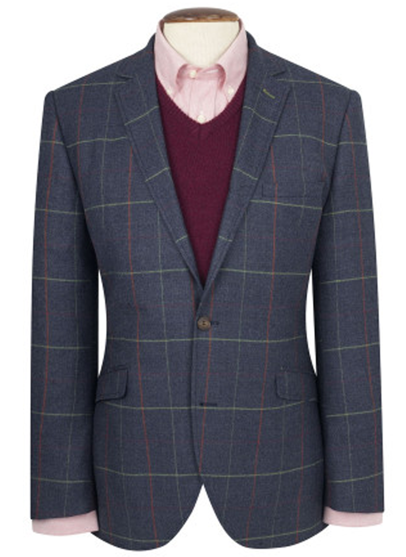 Brook Taverner Tailored Fit Magnum Navy Check Wool Jacket-4