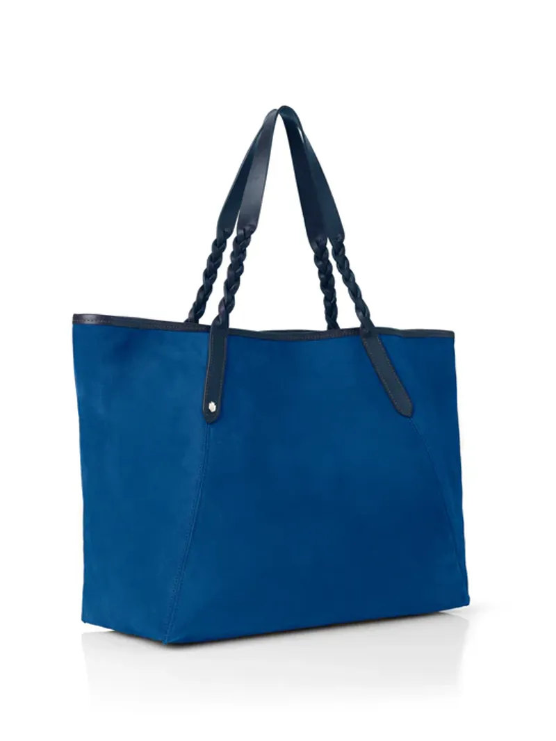 Fairfax and Favor Burford Tote Porto Blue/Navy Suede