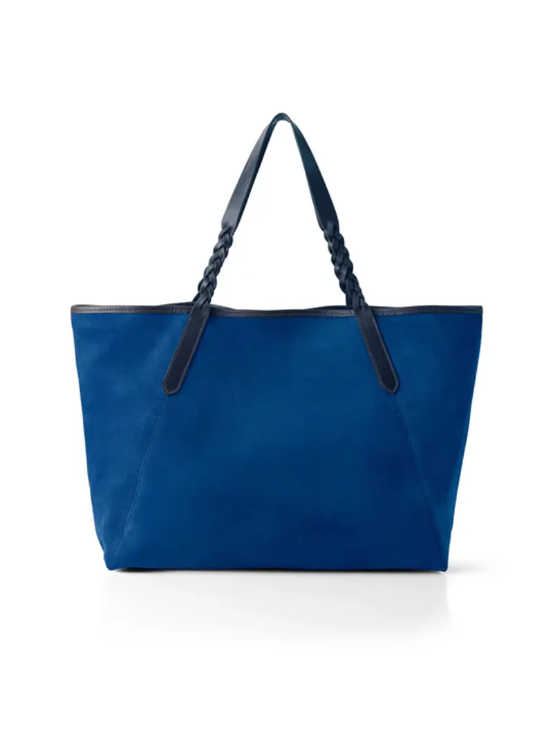 Fairfax and Favor Burford Tote Porto Blue/Navy Suede-2