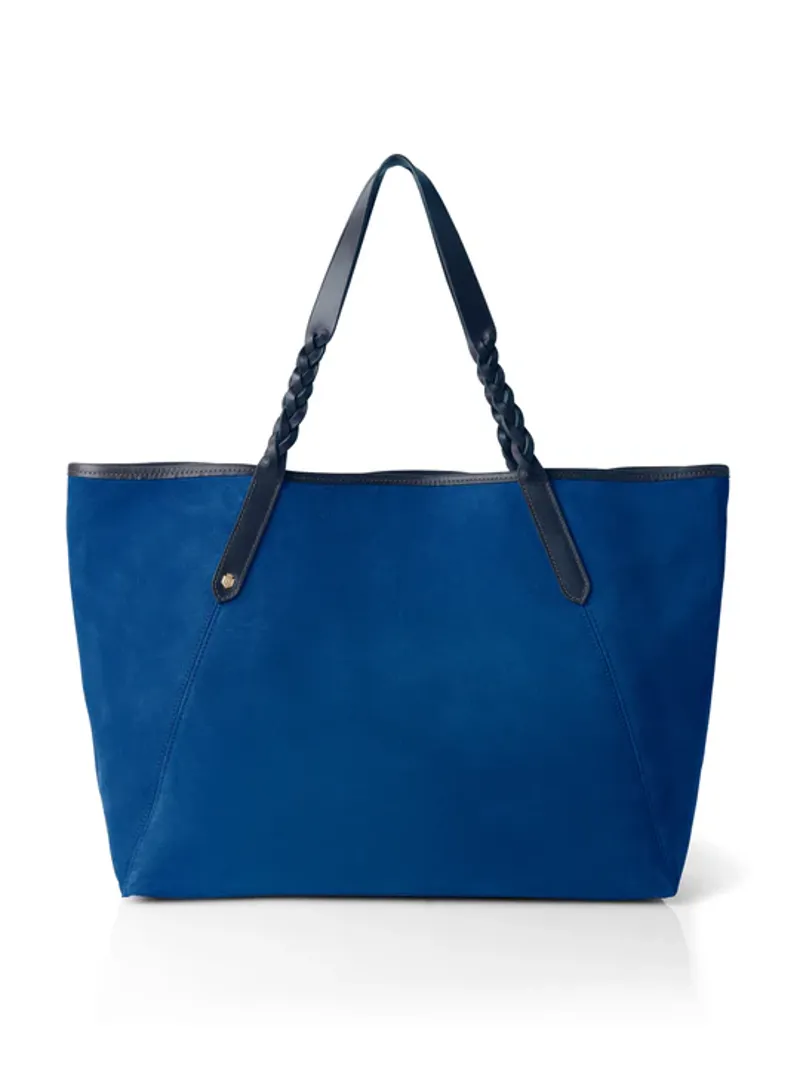 Fairfax and Favor Burford Tote Porto Blue/Navy Suede-3