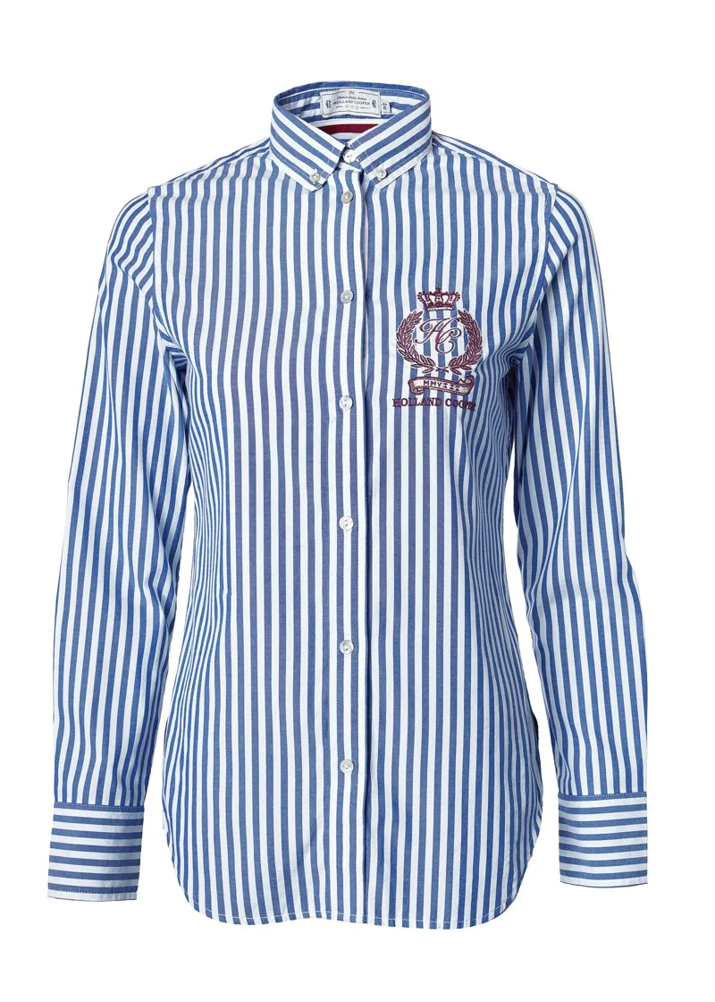 Holland Cooper Classic Button Down Shirt Navy Stripe-7
