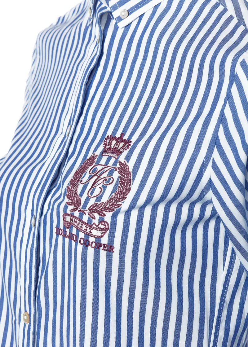 Holland Cooper Classic Button Down Shirt Navy Stripe-11